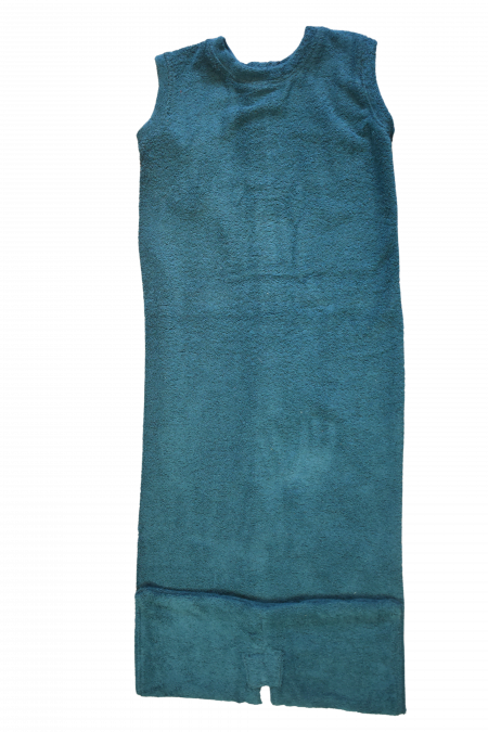 SALE! Slaapzak 152-158 - Petrol badstof- geen voering - Mouwloos - rits vanachter
