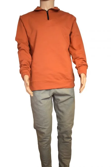 Sweater-trui met korte rits tot maat 8 XL brique - Afbeelding 2