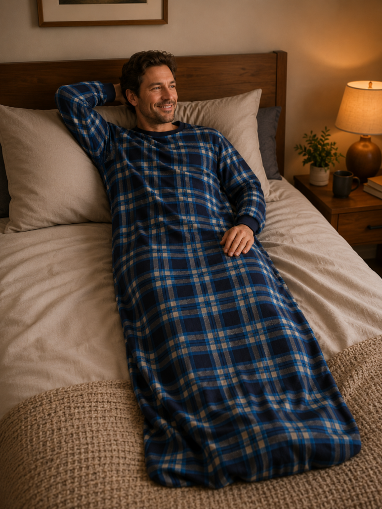 Slaapzak grote maten-Flanel- Slaapkleding volwassenen -rustige nachten-smeer en uitkleedgedrag- aangename en betere slaap-Gozz4all.com