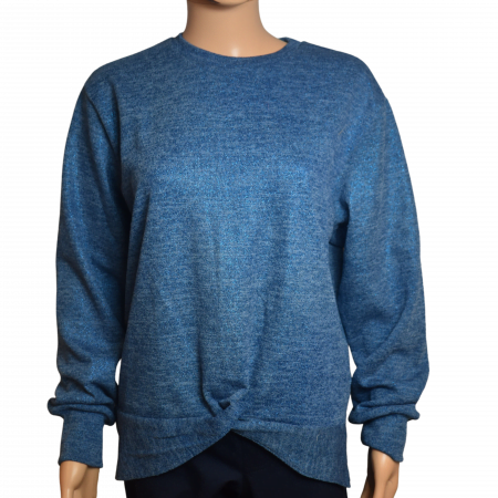 Trui ronde hals blauw glitter-tot maat 5XL