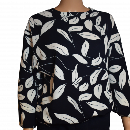Blouse-tuniek dames blauw blad-tot 5 XL