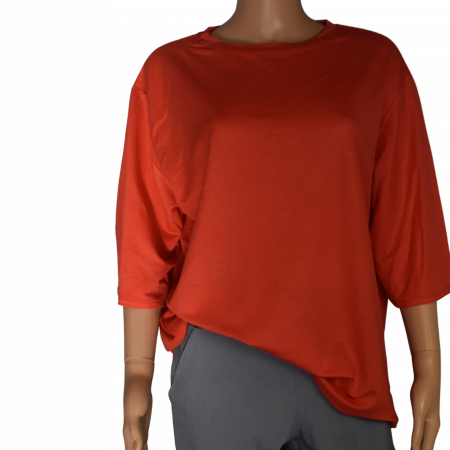 T-shirt ronde hals orange-tot maat 5XL