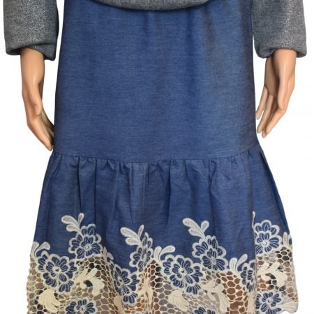 Rok dames lang jeans&kant - tot 5 XL