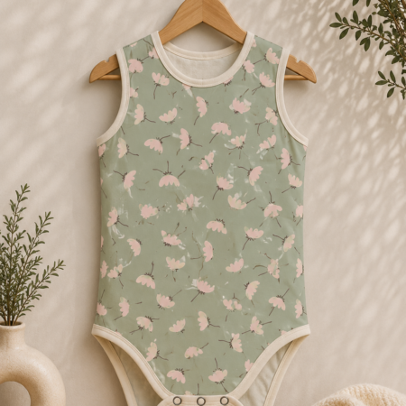 Saliegroene body aangepaste kleding met drukknopen
