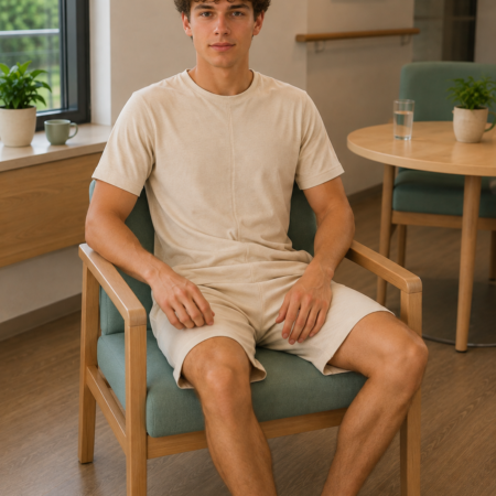 Naturel hansop als aangepaste onderkleding met korte mouwen en korte pijpen