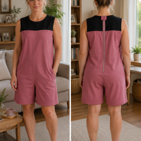 Oudroze hansop met zwarte Cordura versteviging en lange rugrits