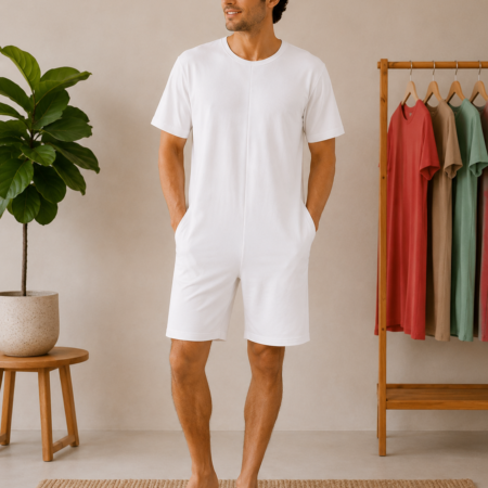 Witte hansop voor onder kleding met korte mouwen en korte pijpen