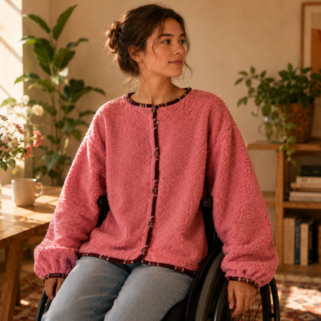 Roze teddy vest voor dames met ruime pasvorm