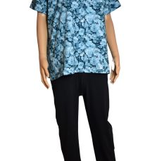 Huispak-Hansop-jumpy-grote maten-blauw bloem -smeer en uitkleedgedrag-Gozz4all-dementie-incontinentie-aangepaste kleding-rits op de rug-ongewenst uitkleden