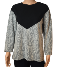 Blouse-tuniek dames kant zwart-tot 5 XL